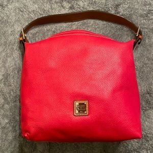 Dooney & Bourke red pebbled leather hobo small shoulder sac
